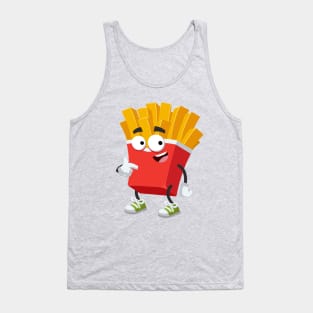 cartoon paper packaging french fries mascot showing himself Tank Top